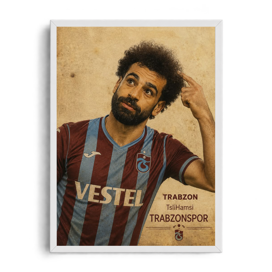 Mohamed Salah Vintage Texture Trabzonspor Retro Framed Art