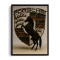 "Porsche Heritage Rearing Stallion" Surreal Automotive Framed Graphic Art Poster