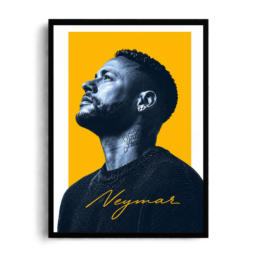 NEYMAR Jr. Minimalist Portrait" Modern Framed Graphic Art Poster