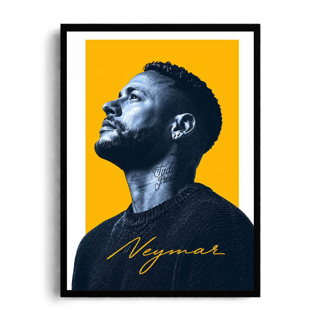 NEYMAR Jr. Minimalist Portrait" Modern Framed Graphic Art Poster