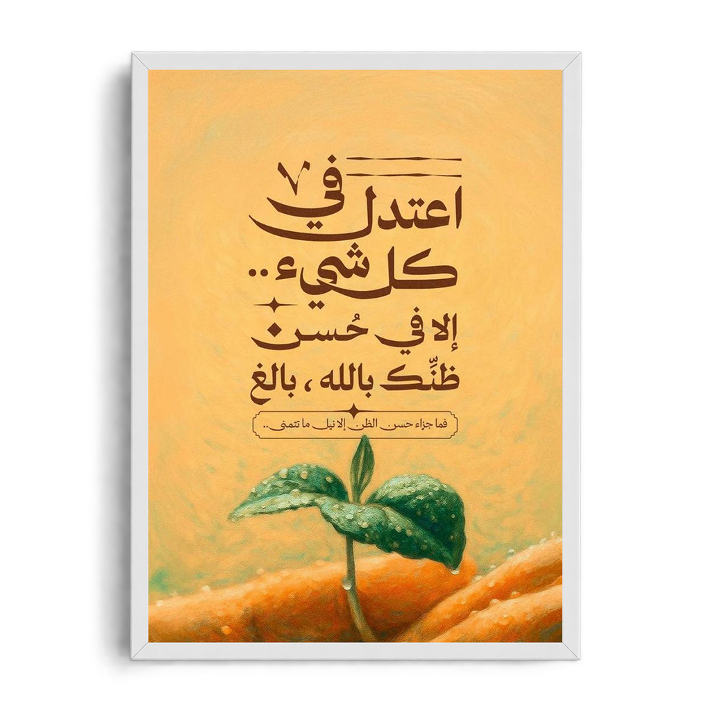 Moderate in Everything Except Trusting God" Arabic Calligraphy & Nature Framed Graphic Art Poster