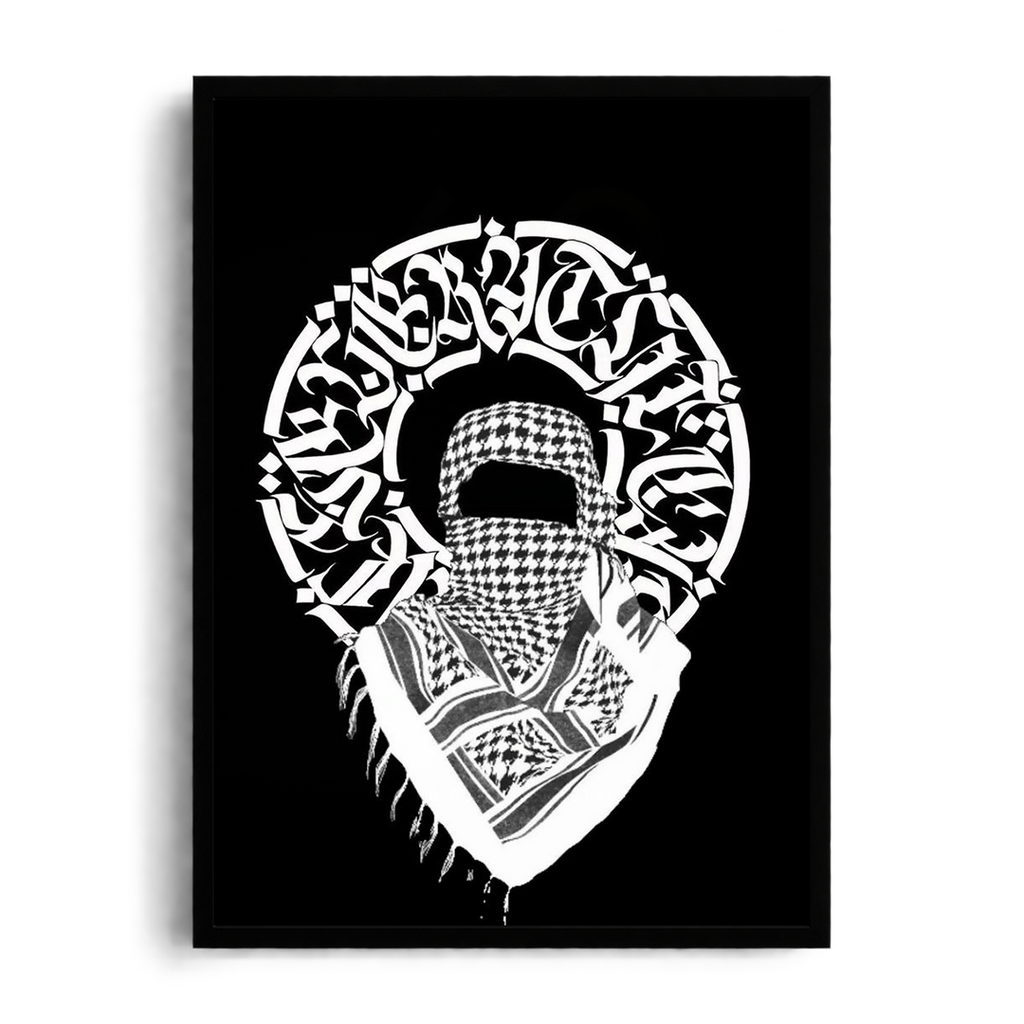 "Keffiyeh Calligraffiti" Monochrome Urban Cultural Framed Graphic Art Poster