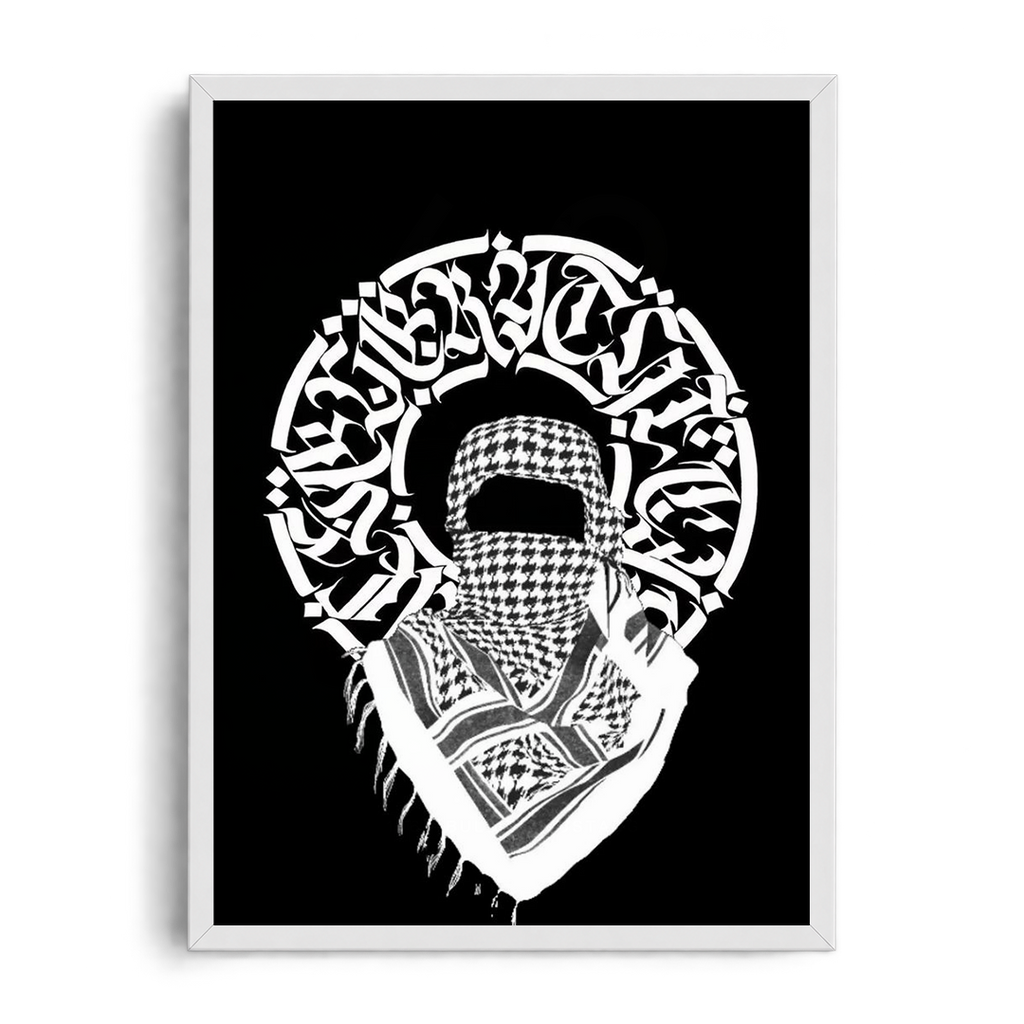"Keffiyeh Calligraffiti" Monochrome Urban Cultural Framed Graphic Art Poster