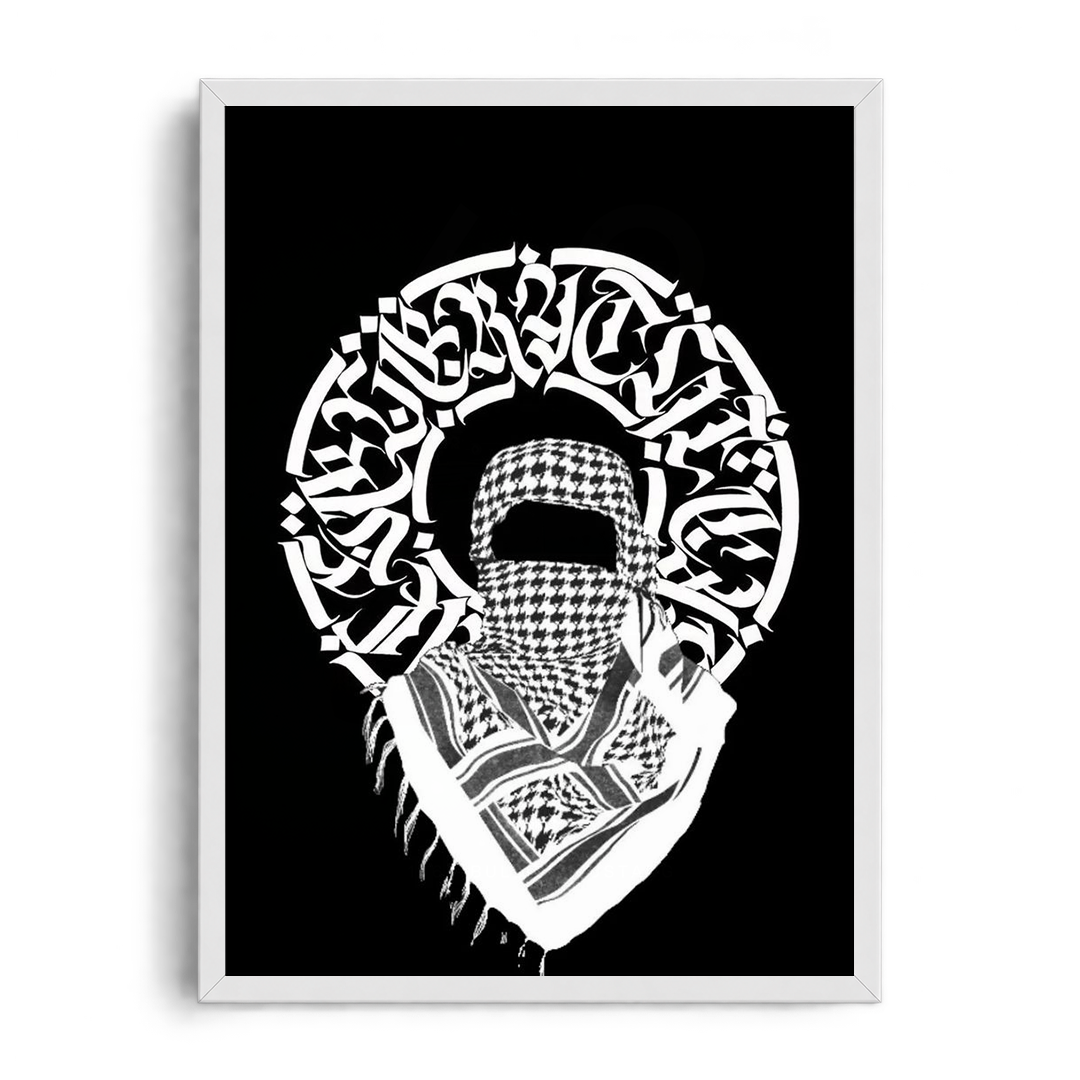 "Keffiyeh Calligraffiti" Monochrome Urban Cultural Framed Graphic Art Poster