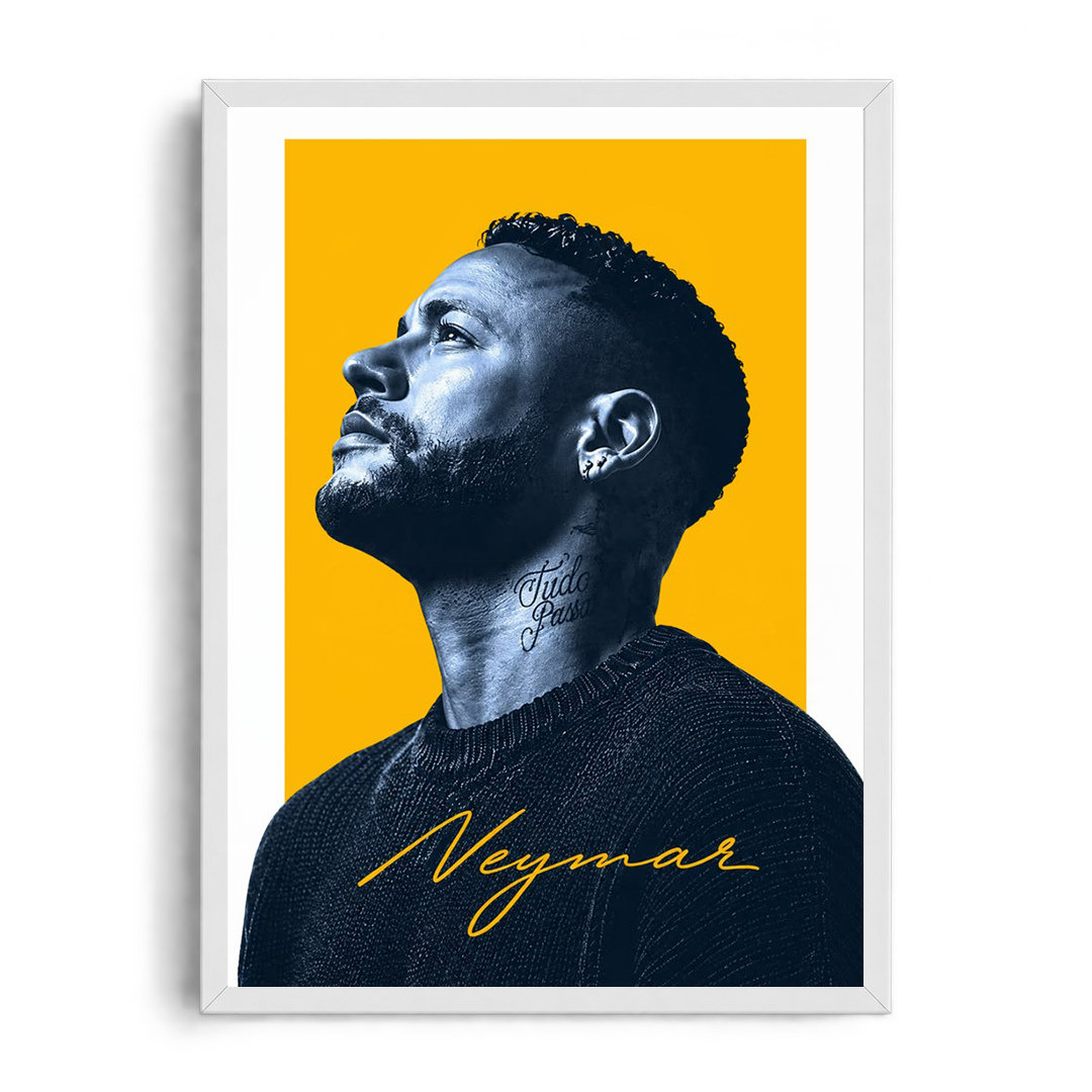 NEYMAR Jr. Minimalist Portrait" Modern Framed Graphic Art Poster