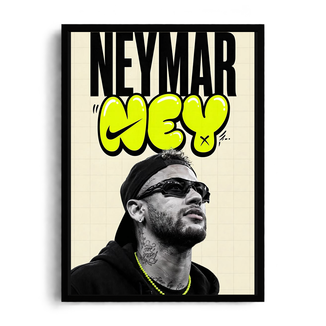 Neymar Jr 'NEY' Bubble Graffiti Framed Graphic Art Poster
