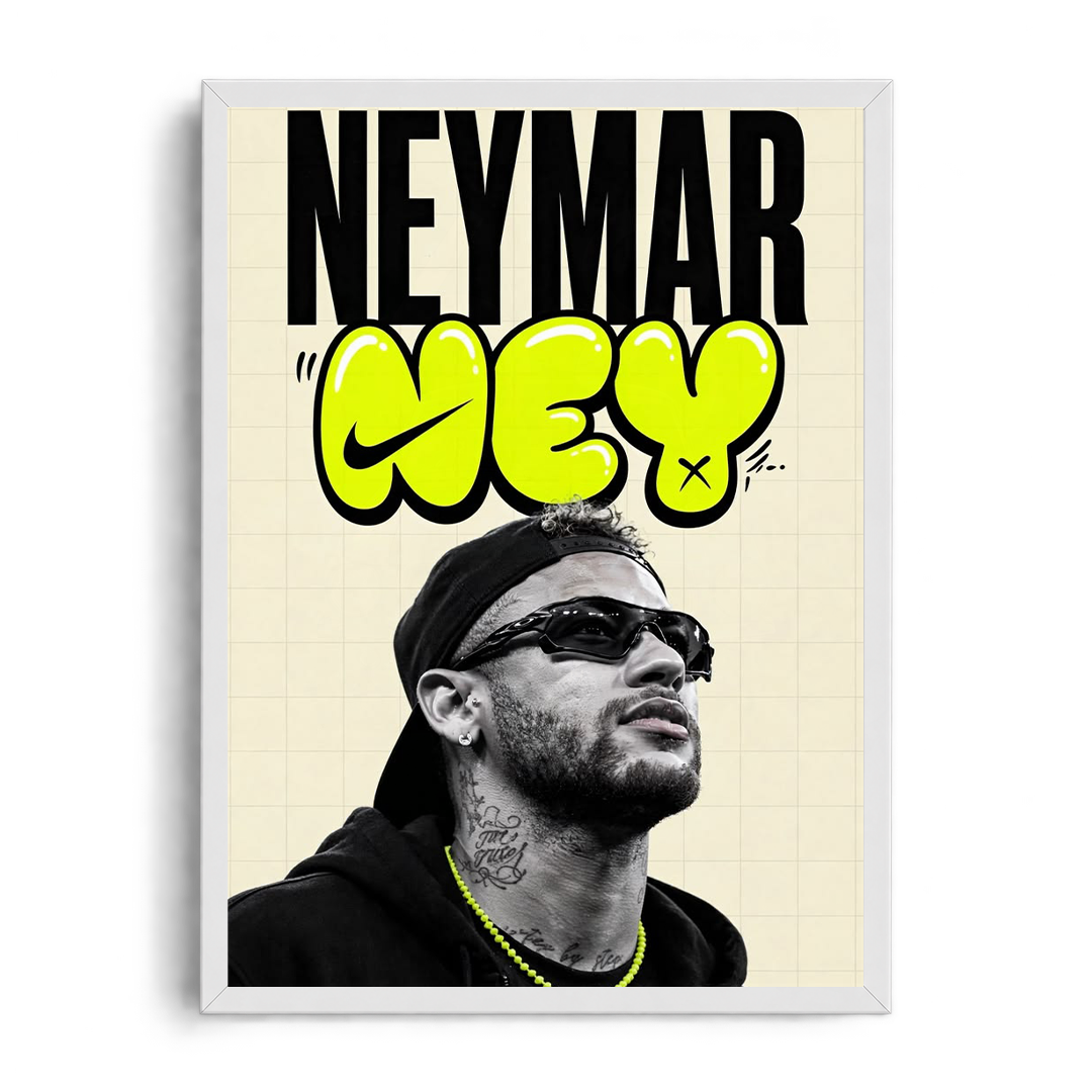 Neymar Jr 'NEY' Bubble Graffiti Framed Graphic Art Poster
