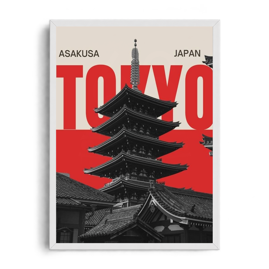 TOKYO ASAKUSA" Japanese Architecture Editorial Framed Graphic Art Poster
