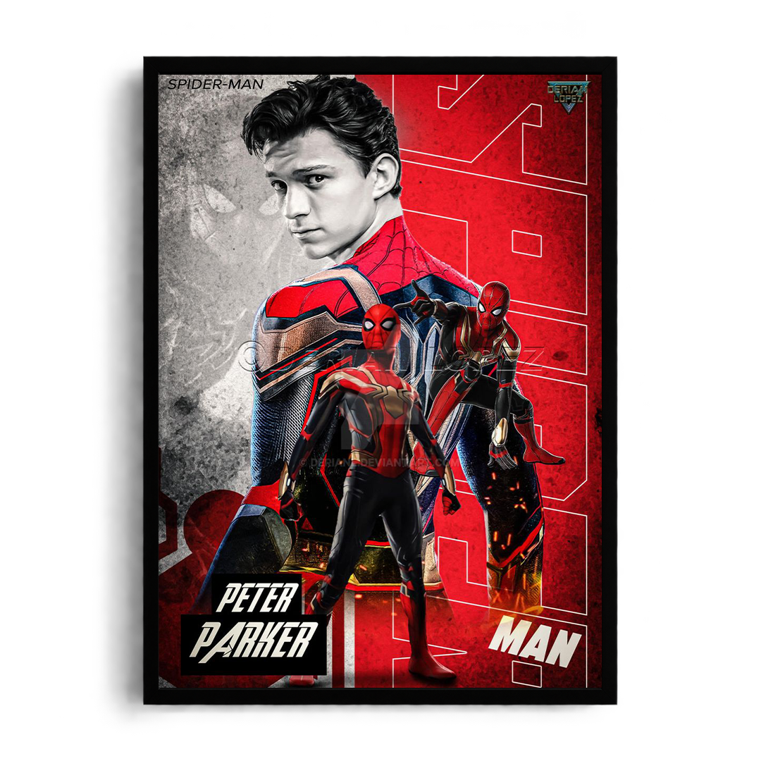 Spider-Man Iron Suit & Red Typography Framed Poster Art⁠