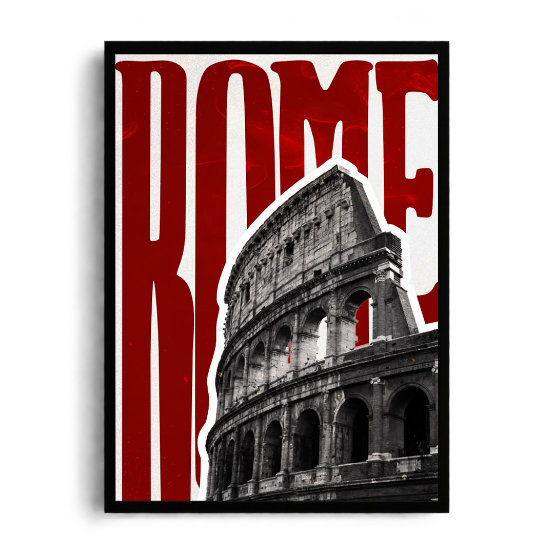 ROME - The Colosseum" Architectural Editorial Framed Graphic Art Poster