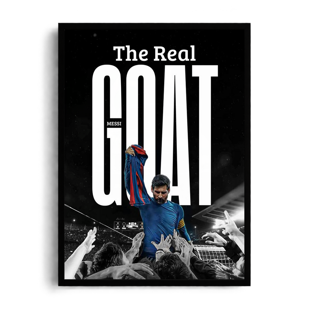 Lionel Messi 'The Real GOAT' Stadium Fans Celebration Framed Graphic Art Poster