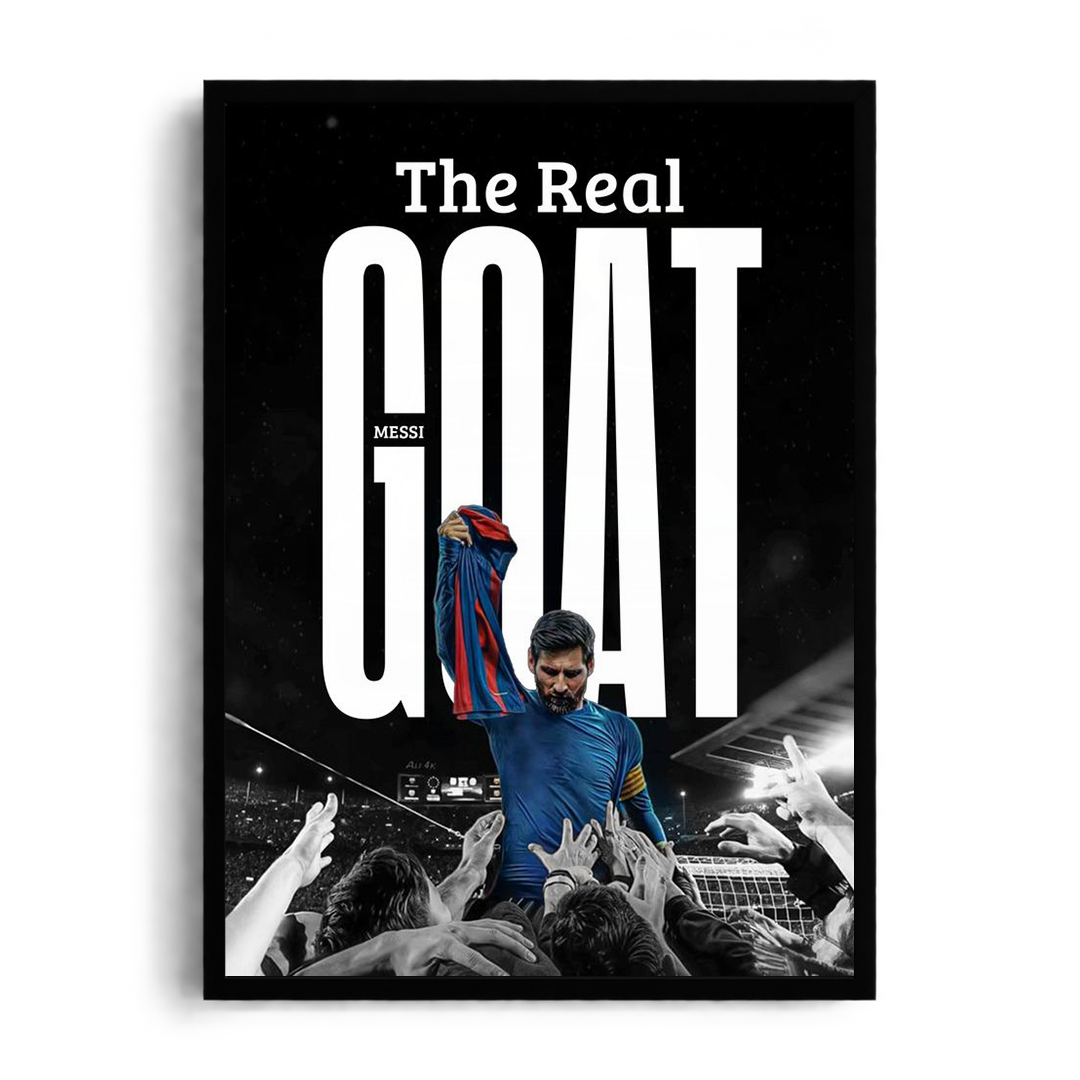 Lionel Messi 'The Real GOAT' Stadium Fans Celebration Framed Graphic Art Poster