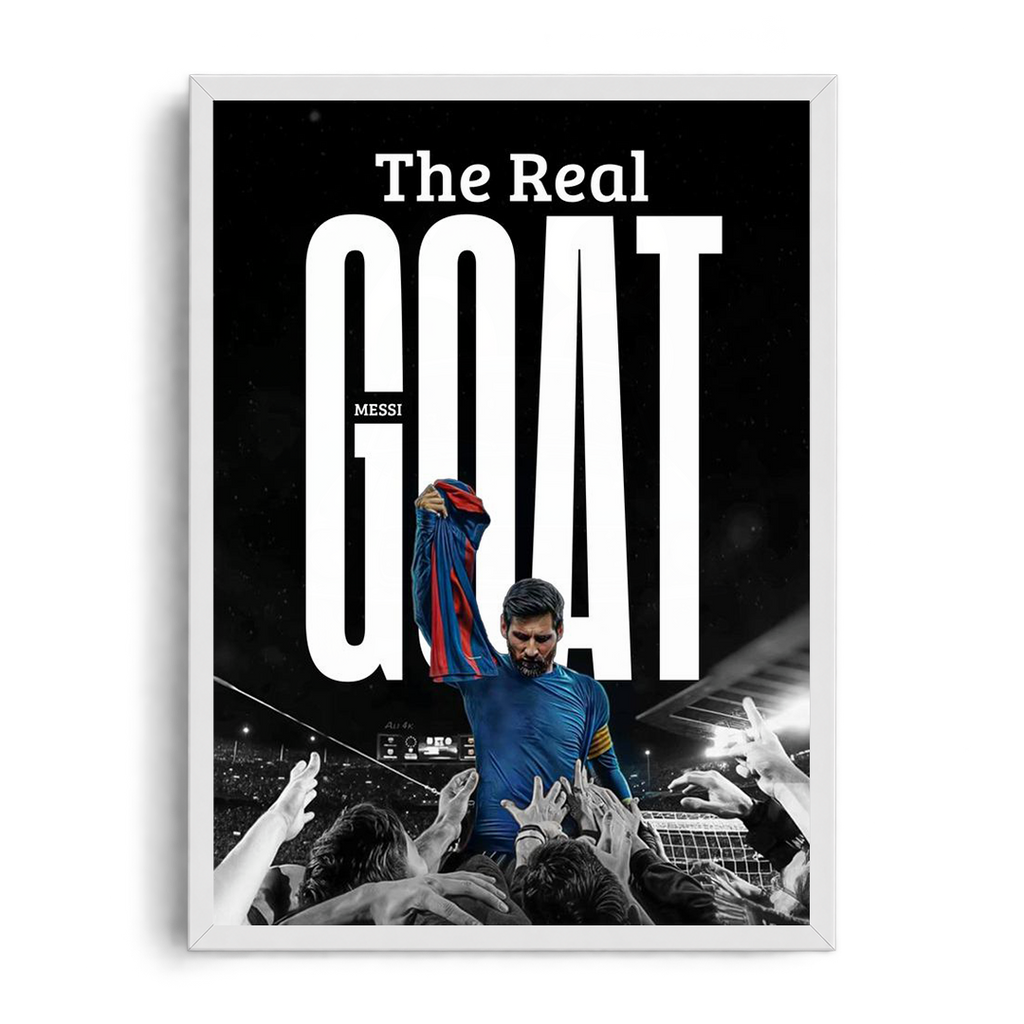 Lionel Messi 'The Real GOAT' Stadium Fans Celebration Framed Graphic Art Poster