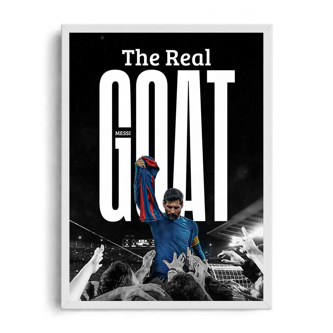 Lionel Messi 'The Real GOAT' Stadium Fans Celebration Framed Graphic Art Poster
