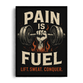 Pain Is Fuel" Fiery Barbell Gym Motivational Framed Graphic Art Poster