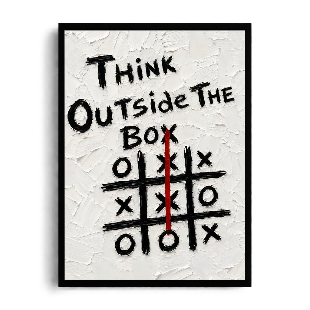 Think Outside The Box" Motivational Impasto Canvas Graphic Framed Art Poster