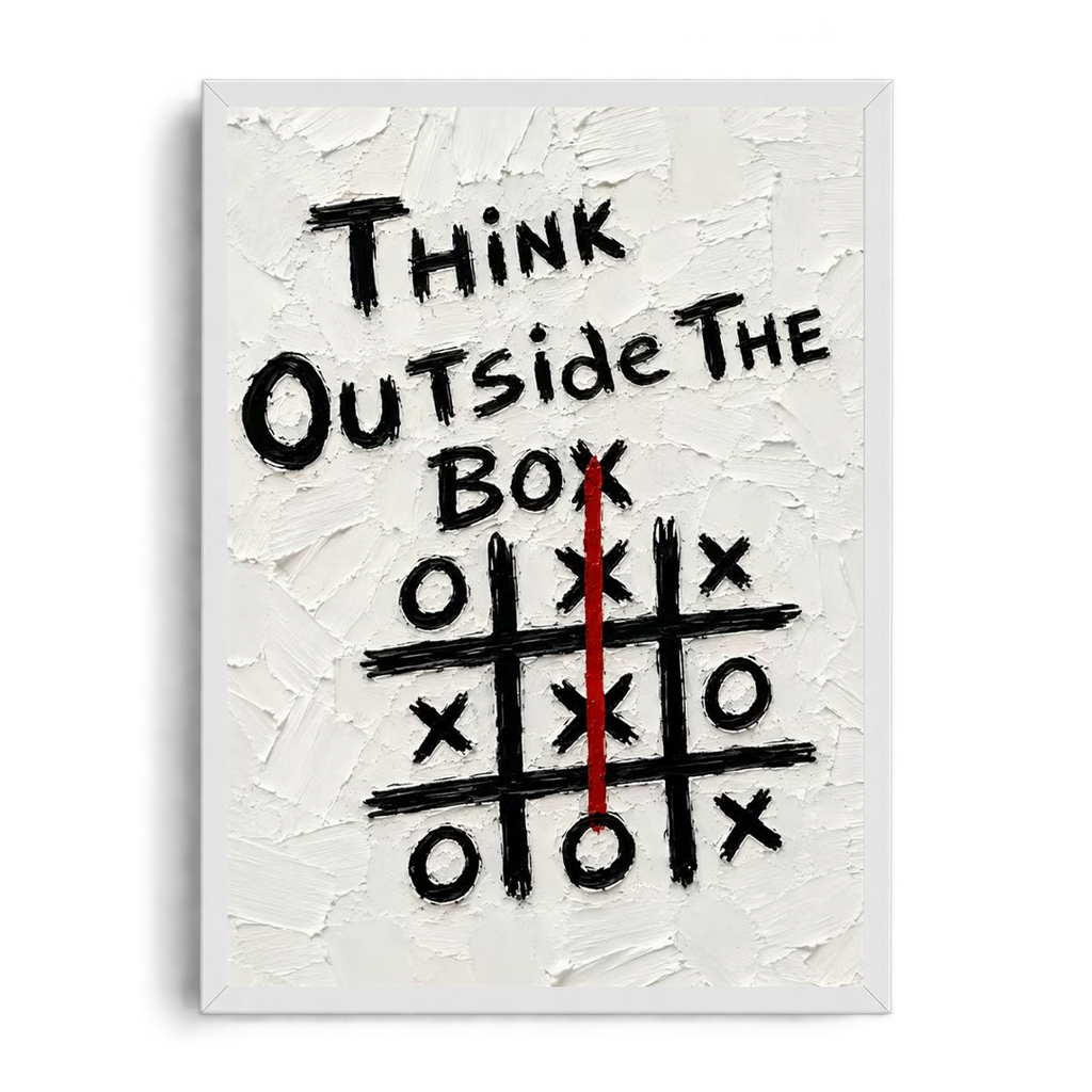 Think Outside The Box" Motivational Impasto Canvas Graphic Framed Art Poster