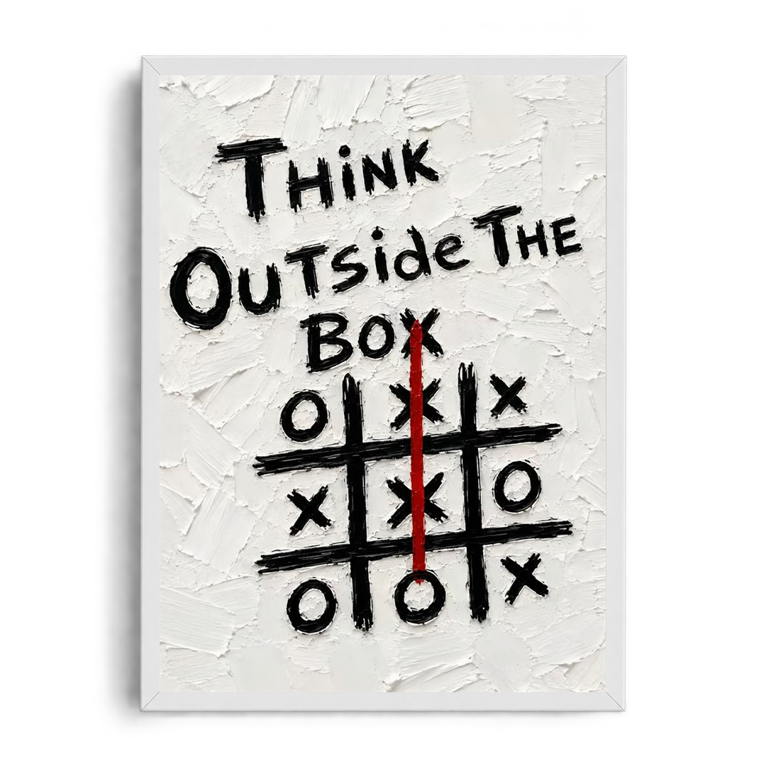 Think Outside The Box" Motivational Impasto Canvas Graphic Framed Art Poster