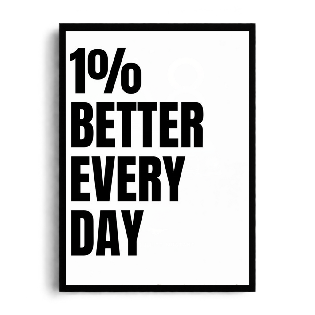 1% Better Every Day" Minimalist Motivational Typography Framed Art Poster