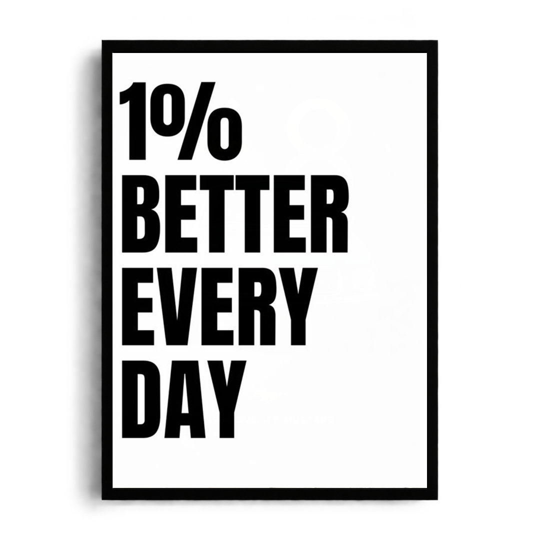 1% Better Every Day" Minimalist Motivational Typography Framed Art Poster