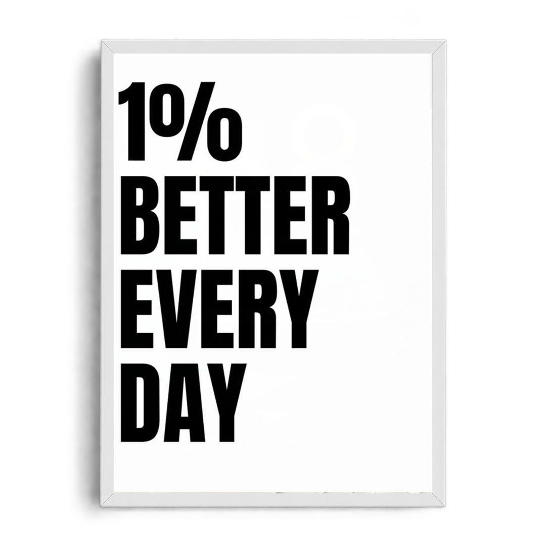 1% Better Every Day" Minimalist Motivational Typography Framed Art Poster