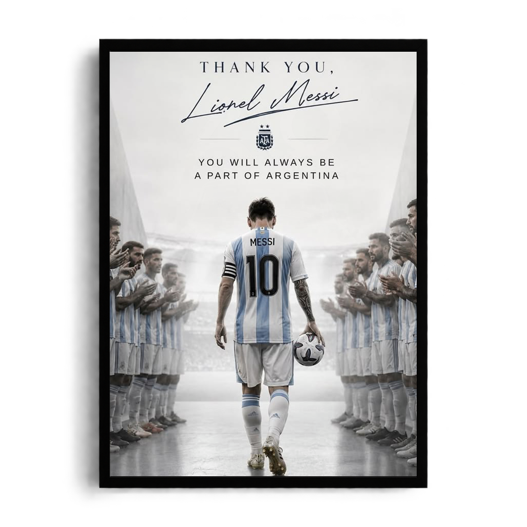 THANK YOU, LIONEL MESSI" Argentina Legend Framed Graphic Art Poster
