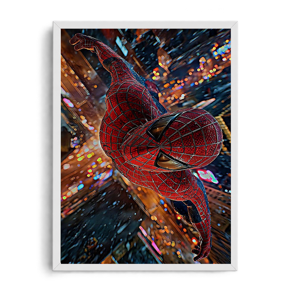 Spider-Man Night Swing Motion Blur City Lights Framed Art⁠