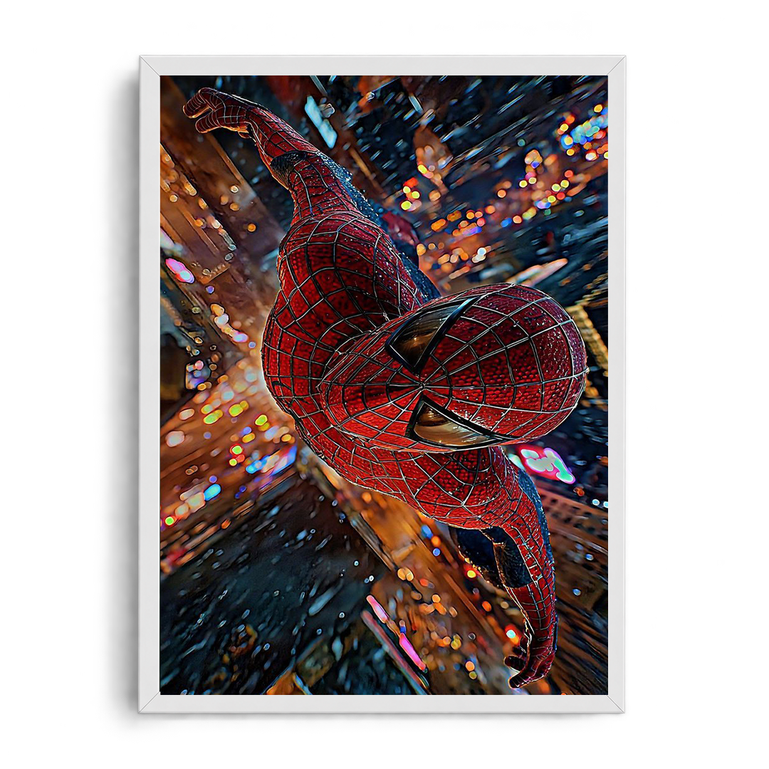 Spider-Man Night Swing Motion Blur City Lights Framed Art⁠