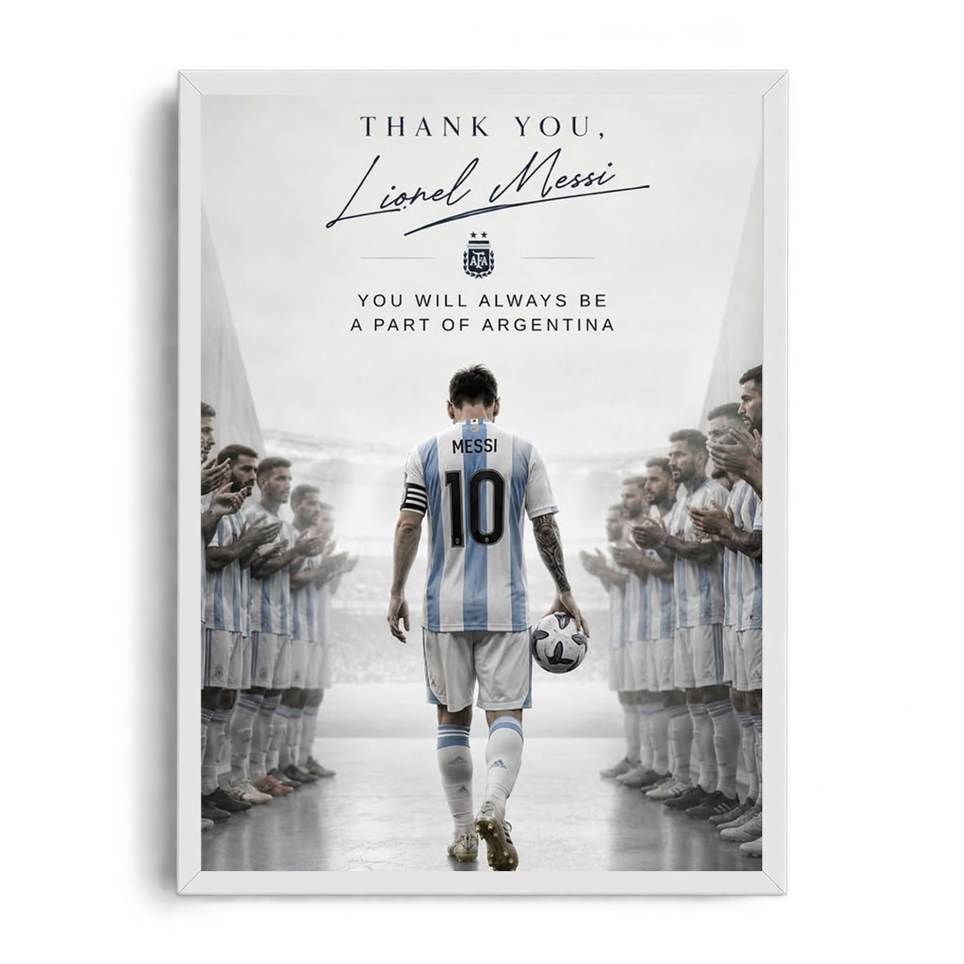 THANK YOU, LIONEL MESSI" Argentina Legend Framed Graphic Art Poster