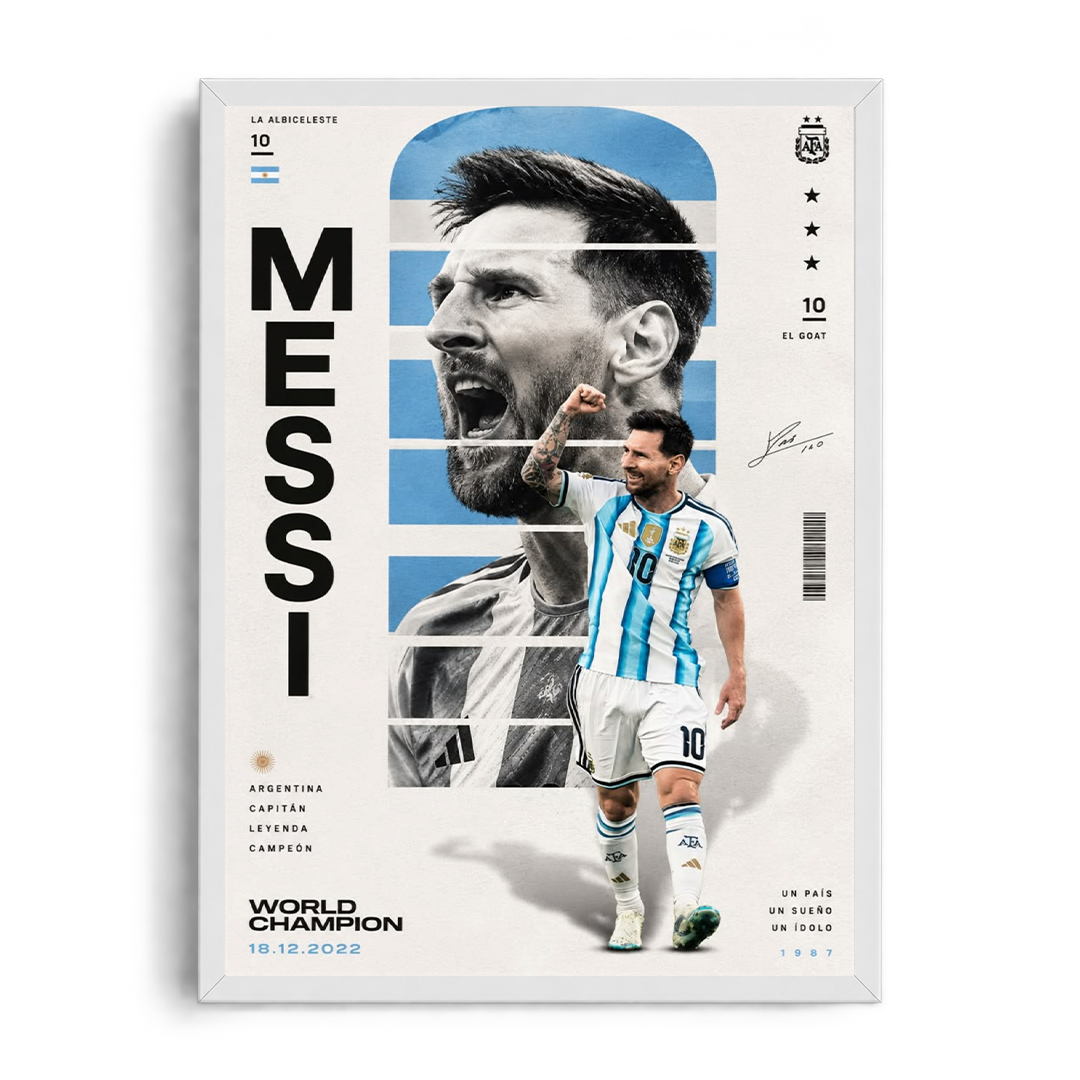 Lionel Messi 'World Champion 18.12.2022' Argentina Albiceleste Framed Graphic Art Poster