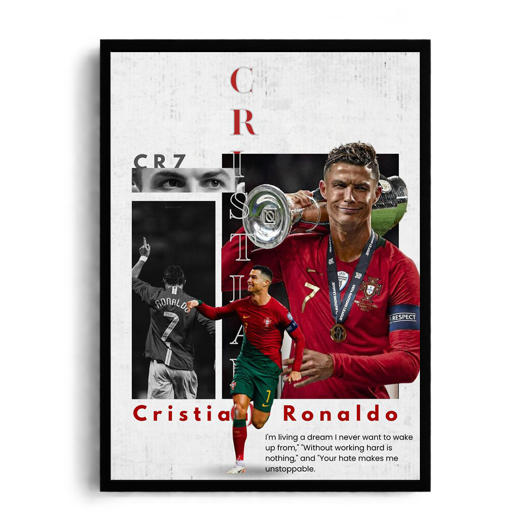Cristiano Ronaldo 'Unstoppable Legacy' UEFA Nations League Trophy Framed Graphic Art Poster