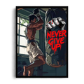 Never Give Up" Combat Fighter Punching Bag Motivational Framed Graphic Art Poster
