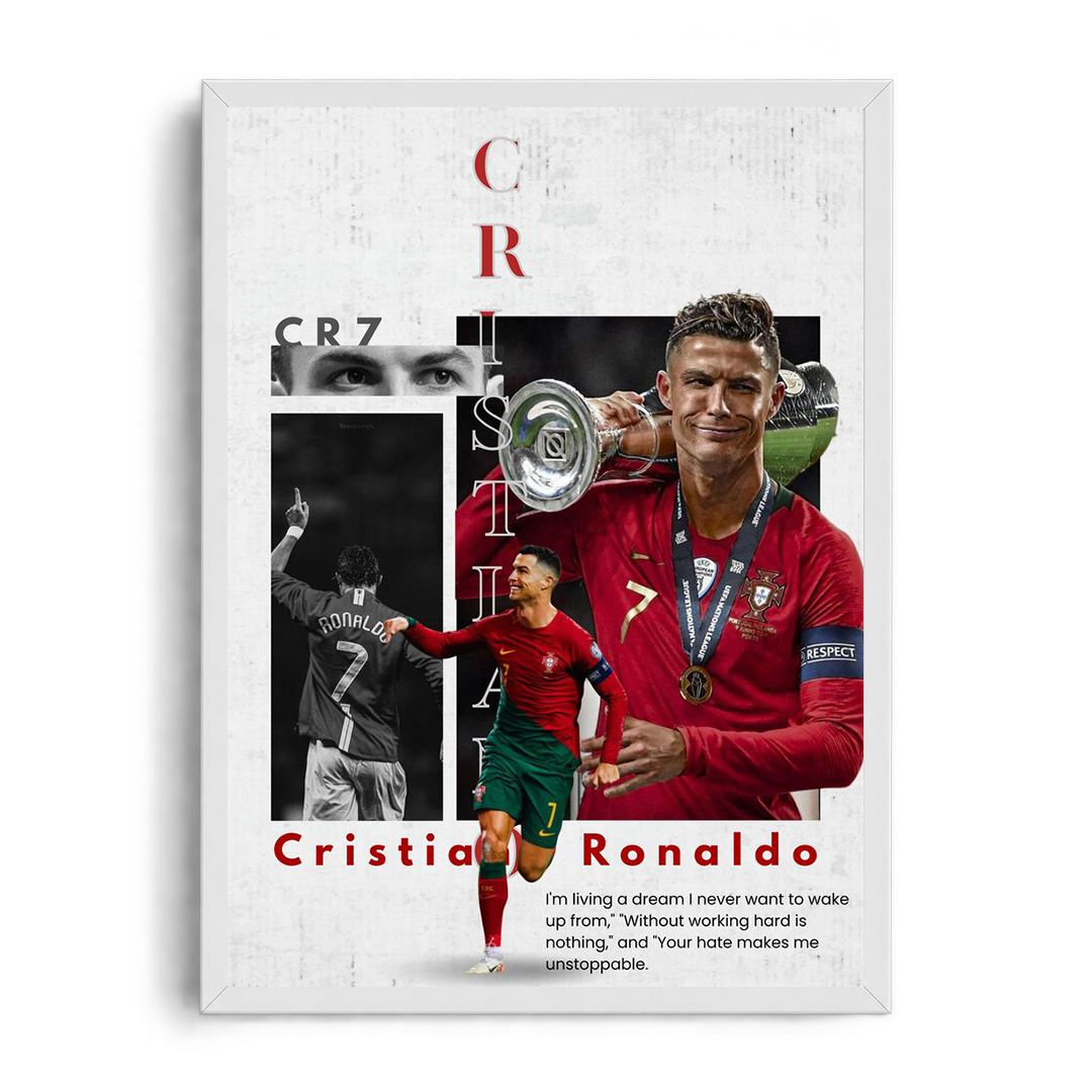 Cristiano Ronaldo 'Unstoppable Legacy' UEFA Nations League Trophy Framed Graphic Art Poster