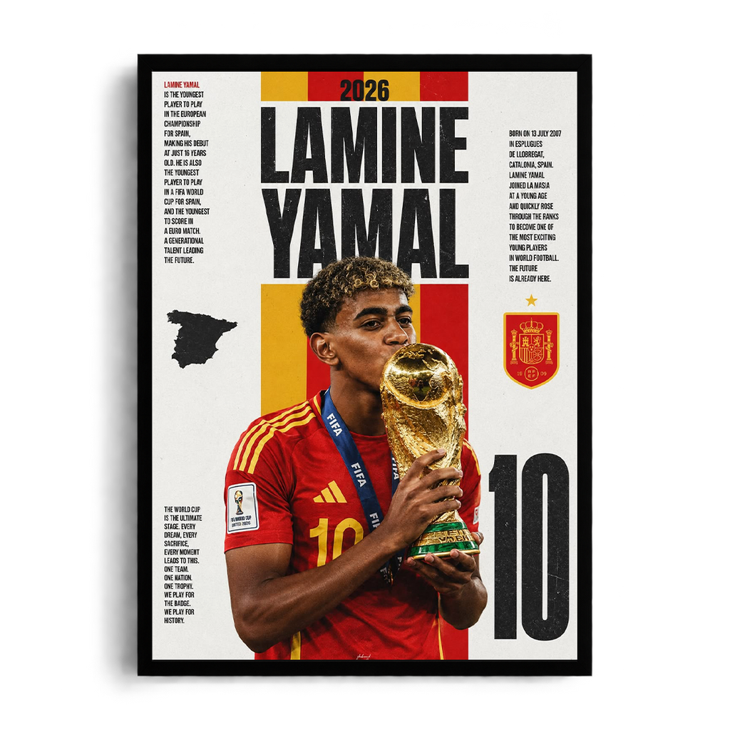 Lamine Yamal 'Future World Champion 2026' Spain FIFA World Cup Framed Graphic Art Poster