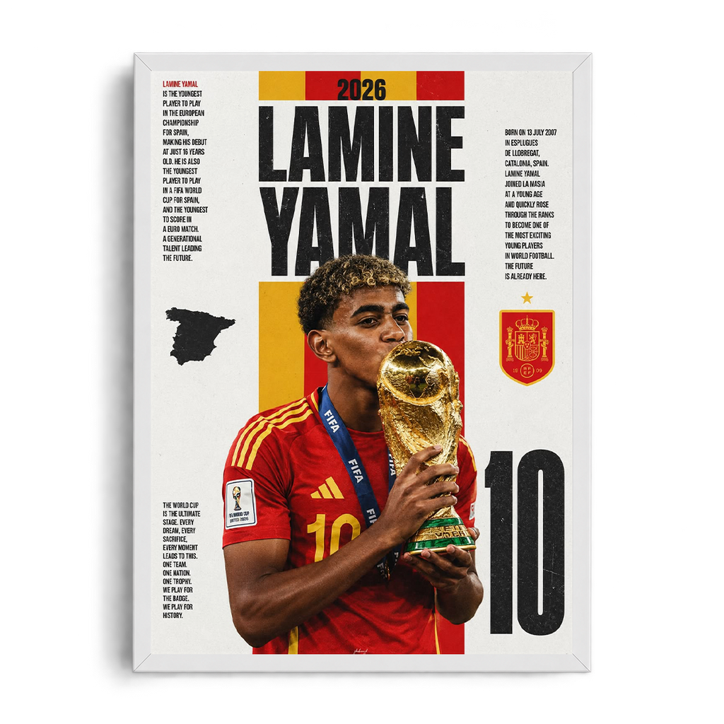 Lamine Yamal 'Future World Champion 2026' Spain FIFA World Cup Framed Graphic Art Poster