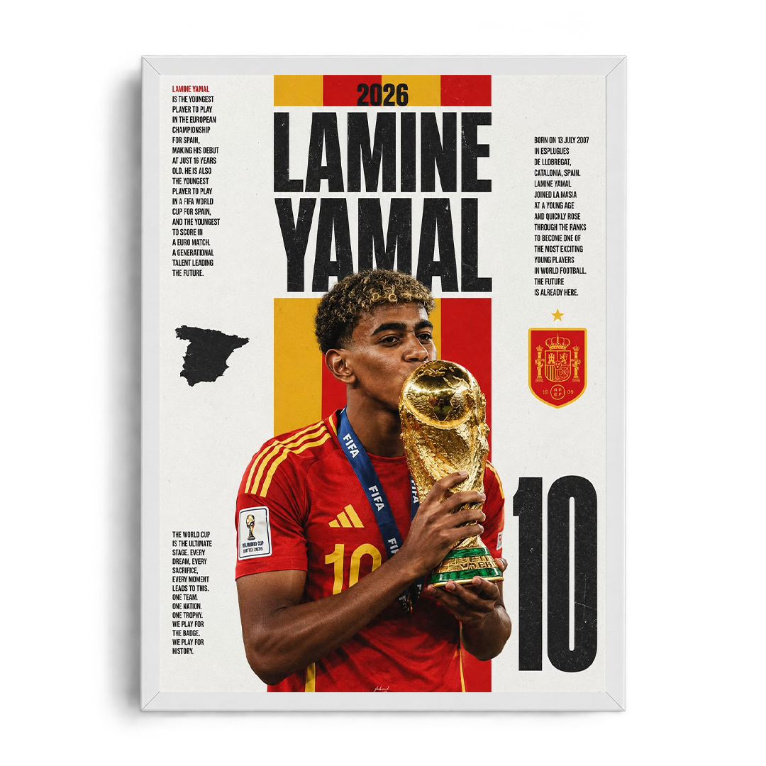 Lamine Yamal 'Future World Champion 2026' Spain FIFA World Cup Framed Graphic Art Poster