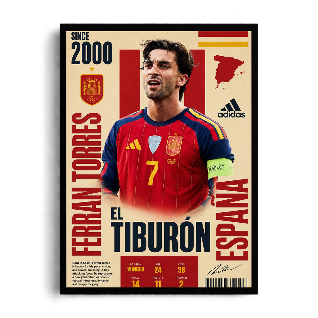 Ferran Torres 'El Tiburón' Spain National Team Framed Graphic Art Poster