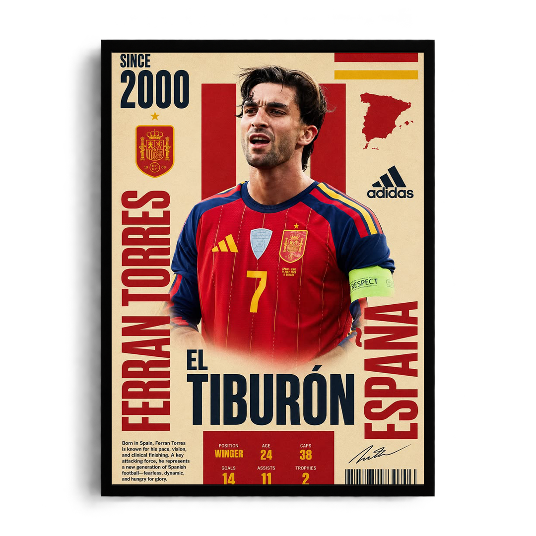 Ferran Torres 'El Tiburón' Spain National Team Framed Graphic Art Poster