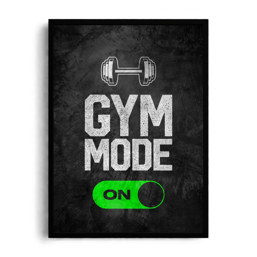 Gym Mode ON" Digital Toggle Switch Gym Motivational Framed Graphic Art Poster