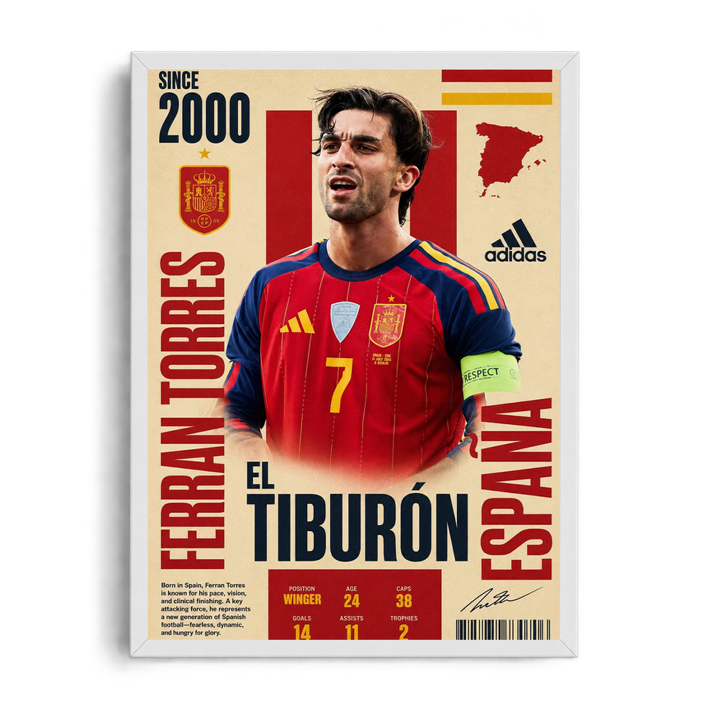 Ferran Torres 'El Tiburón' Spain National Team Framed Graphic Art Poster