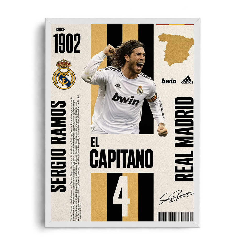 Sergio Ramos 'El Capitano' Real Madrid Legend Framed Graphic Art Poster