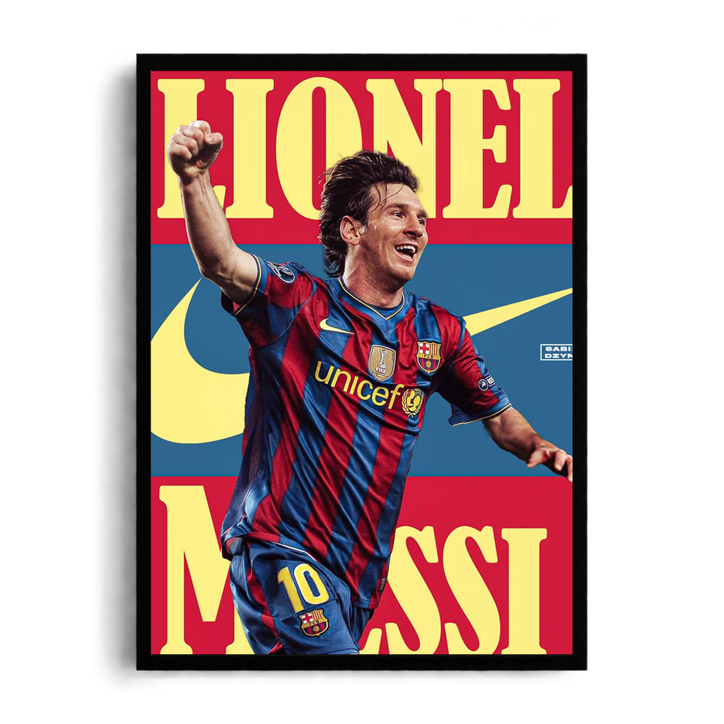 Lionel Messi 'Blaugrana Triumph' Framed Graphic Art Poster