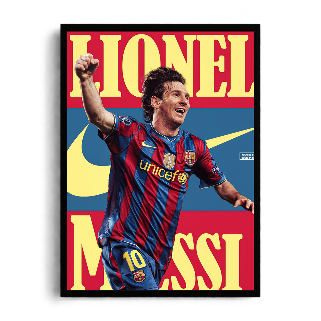 Lionel Messi 'Blaugrana Triumph' Framed Graphic Art Poster