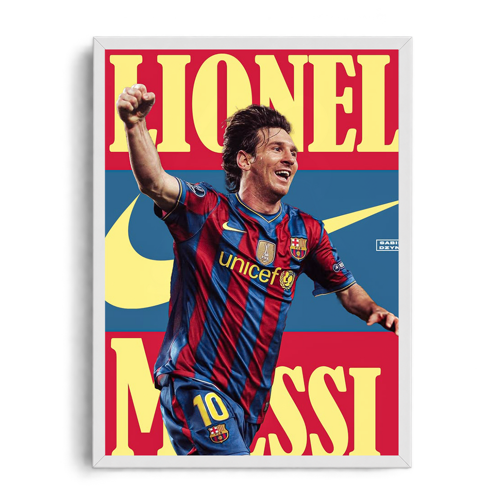 Lionel Messi 'Blaugrana Triumph' Framed Graphic Art Poster