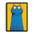 Quirky Blue Cat Minimalist Pop Art Framed Print