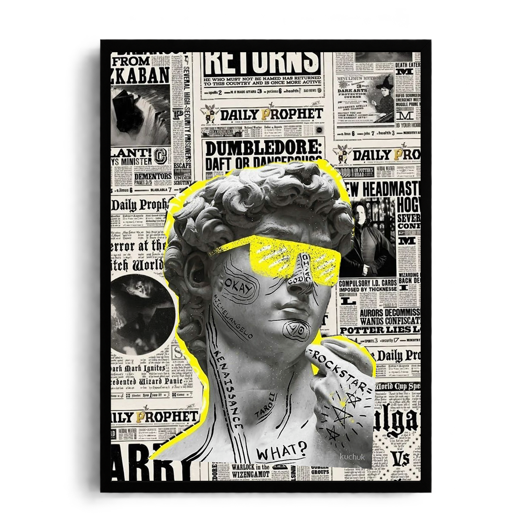 "David Daily Prophet Renaissance Pop Art" Framed Graphic Art Poster