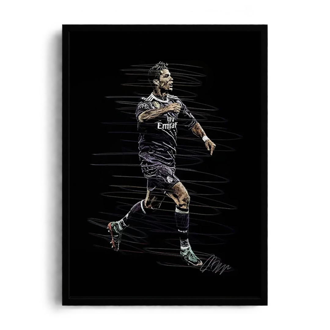 Cristiano Ronaldo Real Madrid Sketch Framed Art Print