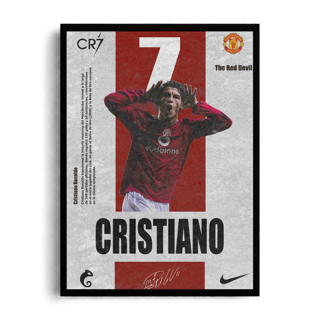 Cristiano Ronaldo 'The Red Devil' Manchester United Framed Graphic Art Poster