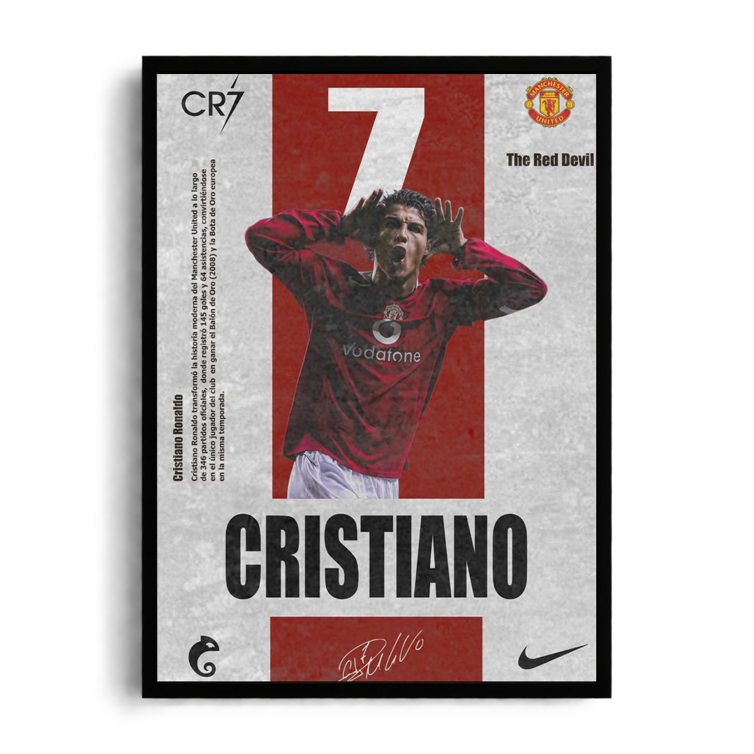 Cristiano Ronaldo 'The Red Devil' Manchester United Framed Graphic Art Poster