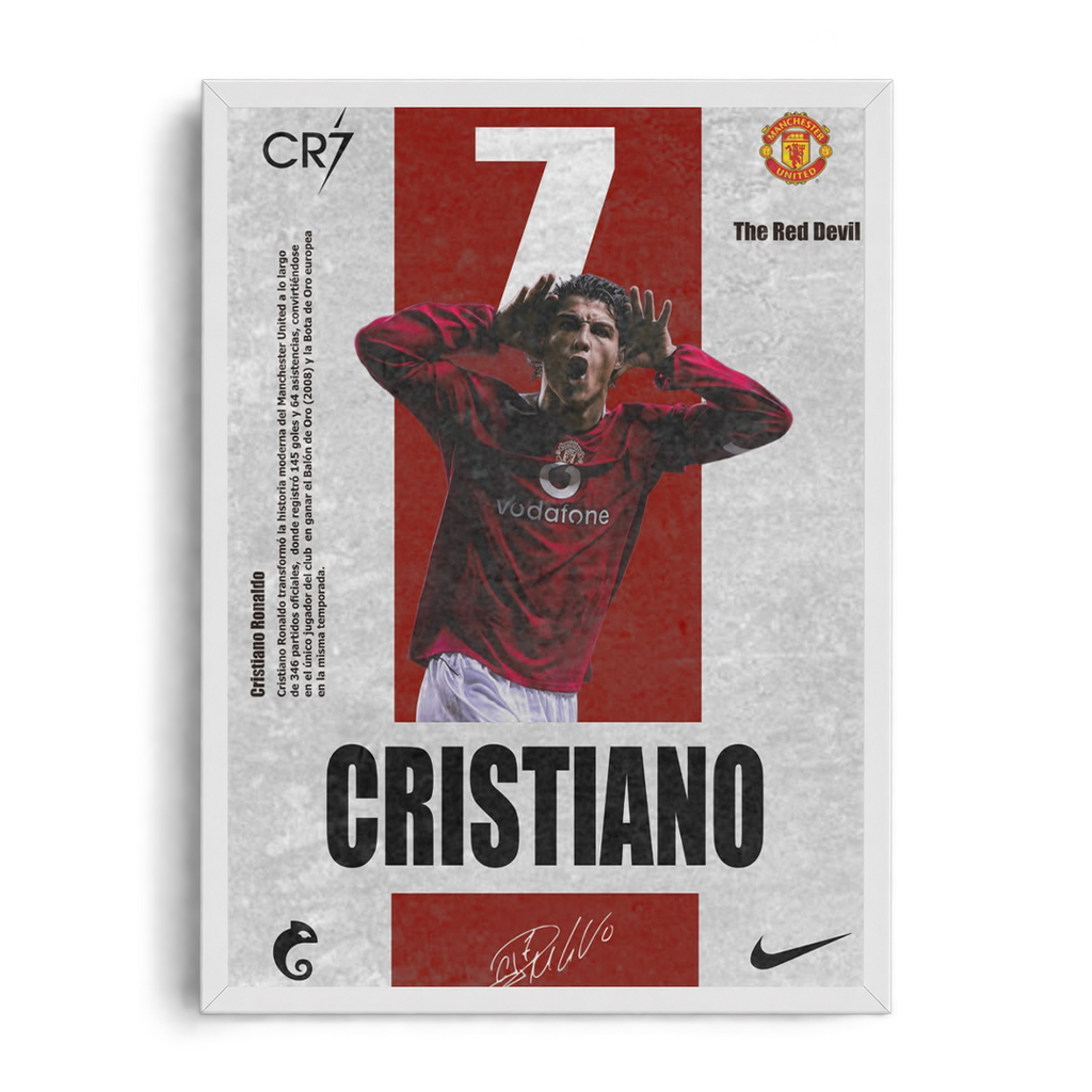 Cristiano Ronaldo 'The Red Devil' Manchester United Framed Graphic Art Poster